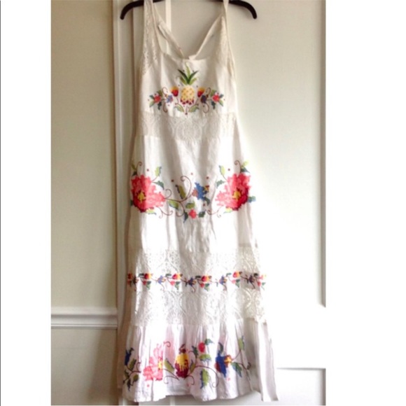 Farm Rio Embroidered Linen Dress New M - Picture 8 of 9